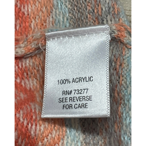 3-FOR-$30 Croft & Barrow Sz M Knit Cardigan Sweater Fair Isle Striped Peach - Picture 7 of 8